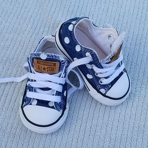 VGUC Converse Toddler sz4 Navy Denim Polka Dot